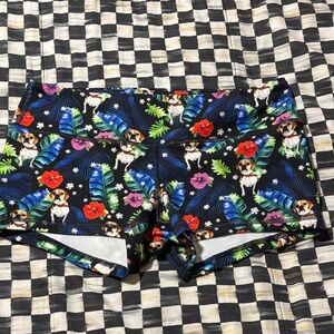 Fleo “Leo” Black Tropical Dog Print Shorts